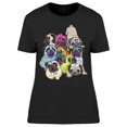 thumbnail image 1 of Smartprints Womens Graphic Tee - Colorful Pugs - Regular Fit 100% Cotton, 1 of 2