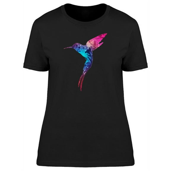 Smartprints Womens Graphic Tee - Colorful Silhouette Of Hummingbird - Regular Fit 100% Cotton