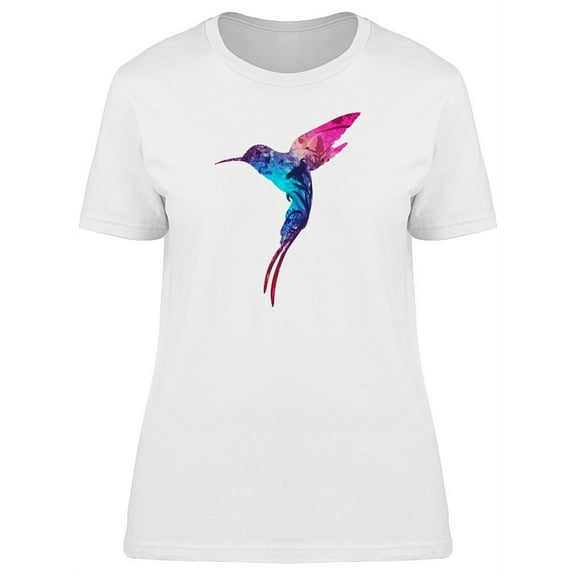Smartprints Womens Graphic Tee - Colorful Silhouette Of Hummingbird - Regular Fit 100% Cotton