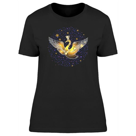 Smartprints Womens Graphic Tee - Cosmic Princess Swan - Regular Fit 100% Cotton