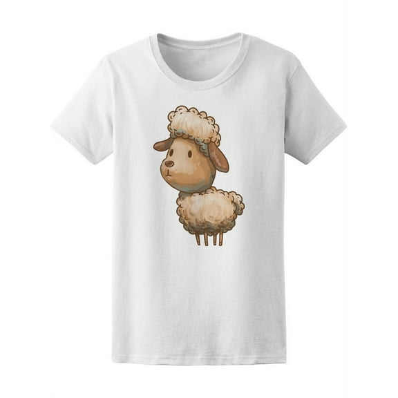 Smartprints Womens Graphic Tee - Cute Cartoony Little Lamb - Regular Fit 100% Cotton