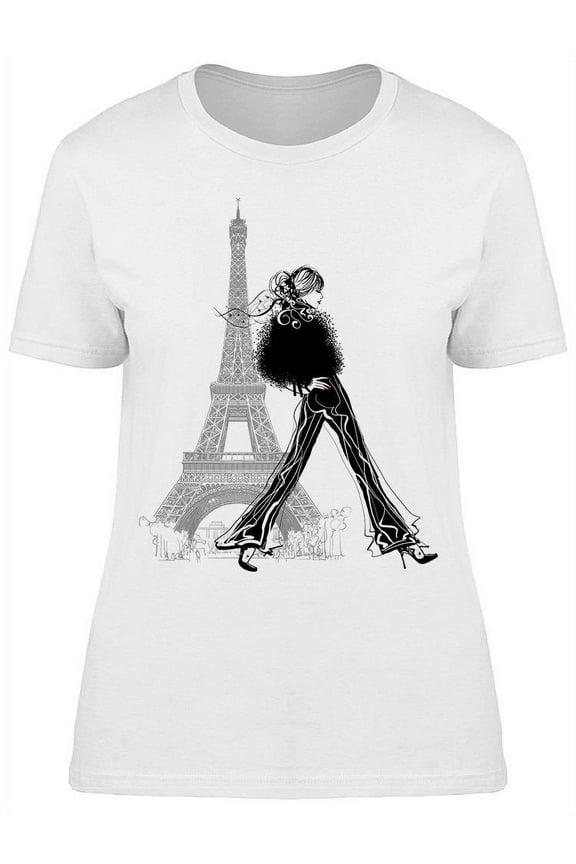 Womens Graphic Tee - Fashion Model In Paris - Regular Fit 100% Cotton