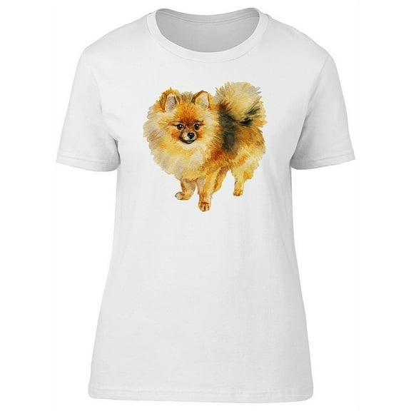 Smartprints Womens Graphic Tee - Fluffy Pomerian Dog - Regular Fit 100% Cotton
