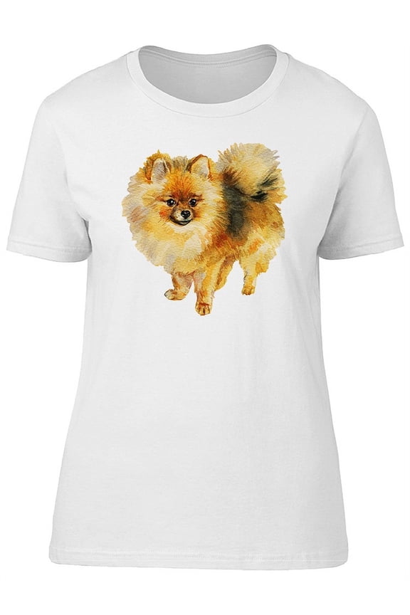 Womens Graphic Tee - Fluffy Pomerian Dog - Regular Fit 100% Cotton