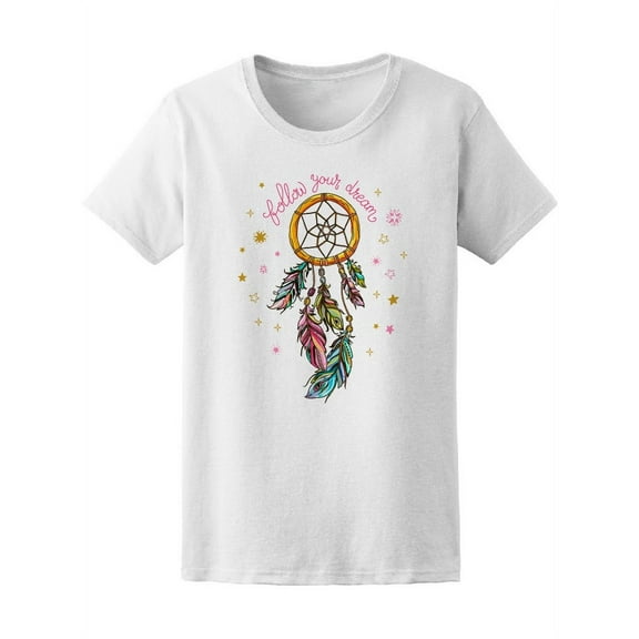 Smartprints Womens Graphic Tee - Follow Your Dream Catcher - Regular Fit 100% Cotton