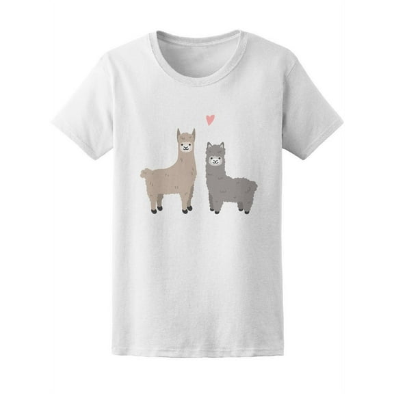 Smartprints Womens Graphic Tee - Funny Animals Llama And Alpaca - Regular Fit 100% Cotton