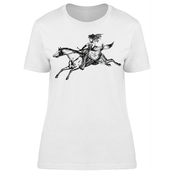 Smartprints Womens Graphic Tee - Girl Riding A Horse - Regular Fit 100% Cotton