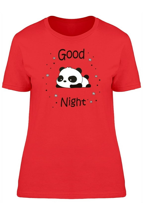 Womens Graphic Tee - Good Night Lovely Panda Doodle - Regular Fit 100% Cotton