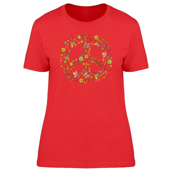 Smartprints Womens Graphic Tee - Hippie Sign In Floral Logo - Regular Fit 100% Cotton