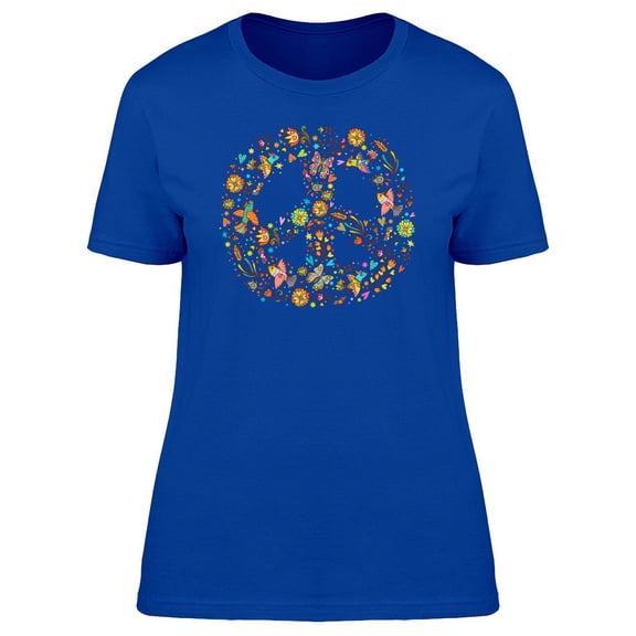 Smartprints Womens Graphic Tee - Hippie Sign In Floral Logo - Regular Fit 100% Cotton