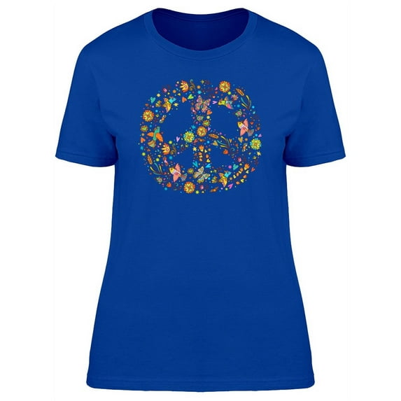 Smartprints Womens Graphic Tee - Hippie Sign In Floral Logo - Regular Fit 100% Cotton