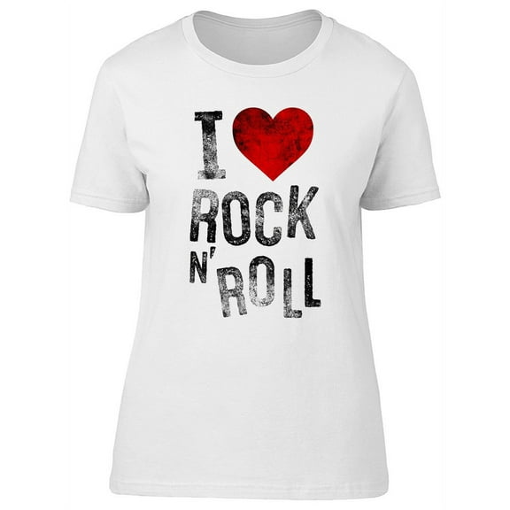 Smartprints Womens Graphic Tee - I Love Rock And Roll Graphic - Regular Fit 100% Cotton