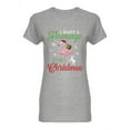 thumbnail image 1 of Smartprints Womens Graphic Tee - I Want A Flamingo For Christmas - Slim Fit 100% Cotton, 1 of 2