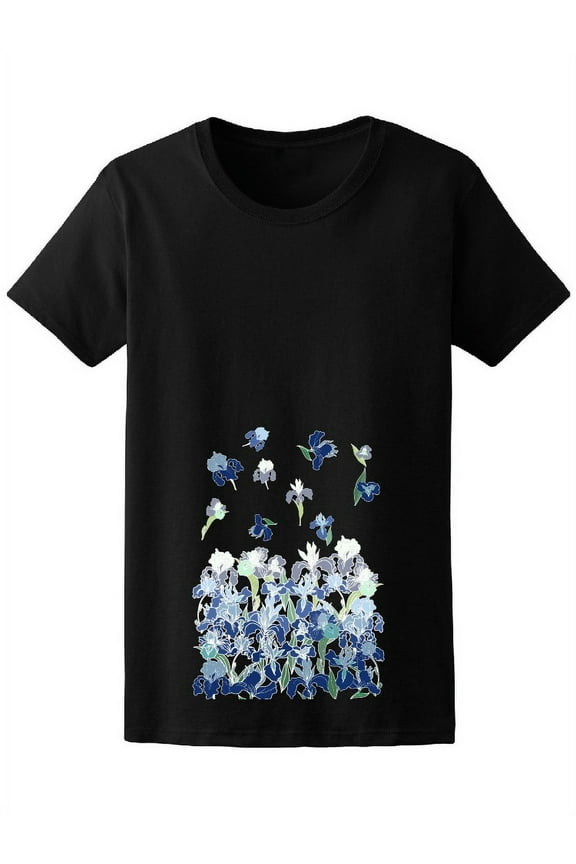 Womens Graphic Tee - Japanese Iris Flower Painting - Regular Fit 100% Cotton