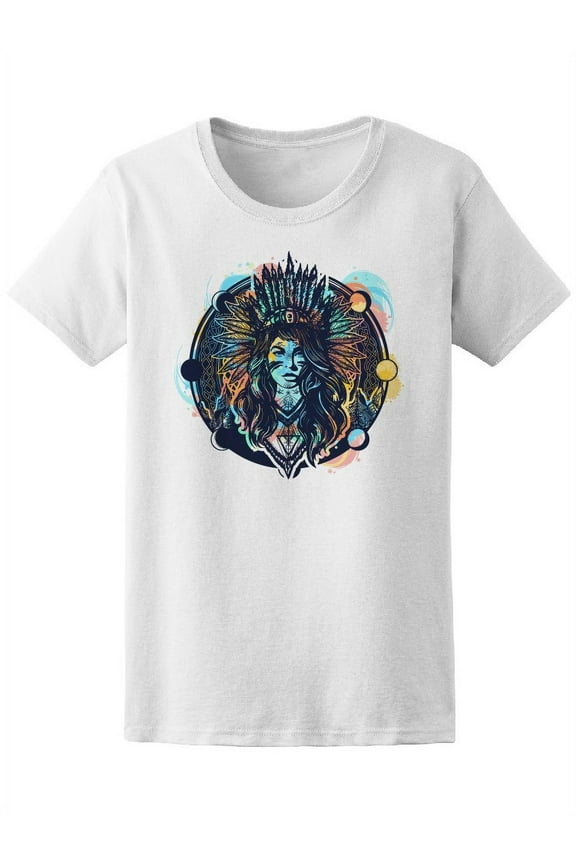 Womens Graphic Tee - Native Tribal Woman - Regular Fit 100% Cotton