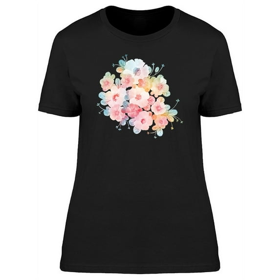 Smartprints Womens Graphic Tee - Pastel Colored Flowers - Regular Fit 100% Cotton