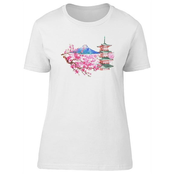 Smartprints Womens Graphic Tee - Pink Japanese Cherry Blossom - Regular Fit 100% Cotton