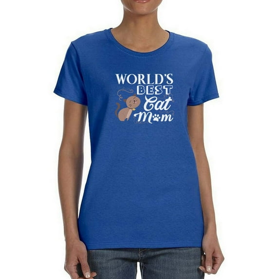 Smartprints Womens Graphic Tee Royal Blue - World's Best Cat Mom 100% Cotton Regular Fit