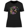thumbnail image 1 of Smartprints Womens Graphic Tee - Violet Flowers & Hummingbird - Regular Fit 100% Cotton, 1 of 3