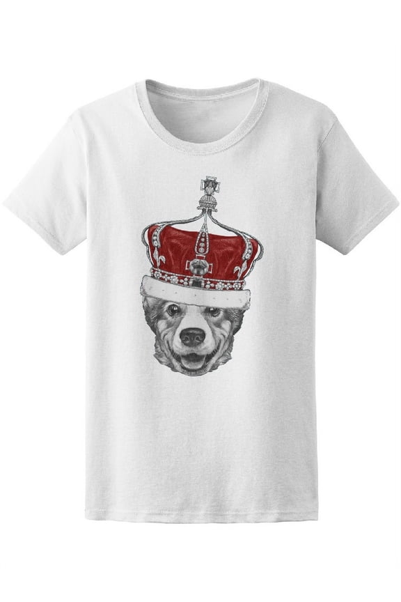 Womens Graphic Tee - Welsh Corgi With Crown - Regular Fit 100% Cotton