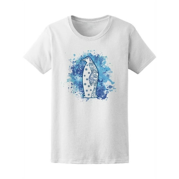 Smartprints Womens Graphic Tee White - Beautiful Ornament Penguin 100% Cotton Regular Fit