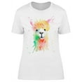 thumbnail image 1 of Smartprints Womens Graphic Tee White - Watercolor Llama Splashes 100% Cotton Regular Fit, 1 of 2