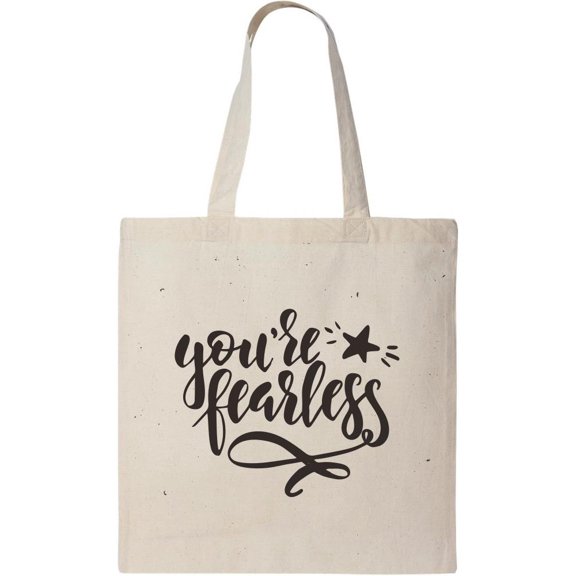 Smartprints You Are Fearless Script Style Tote Bag - Image by Shutterstock, One Size Cotton Canvas Tote Bag