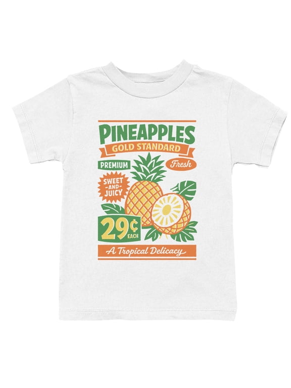 Youth's Pineapples Gold Standard T-Shirt White, Cotton, XS
