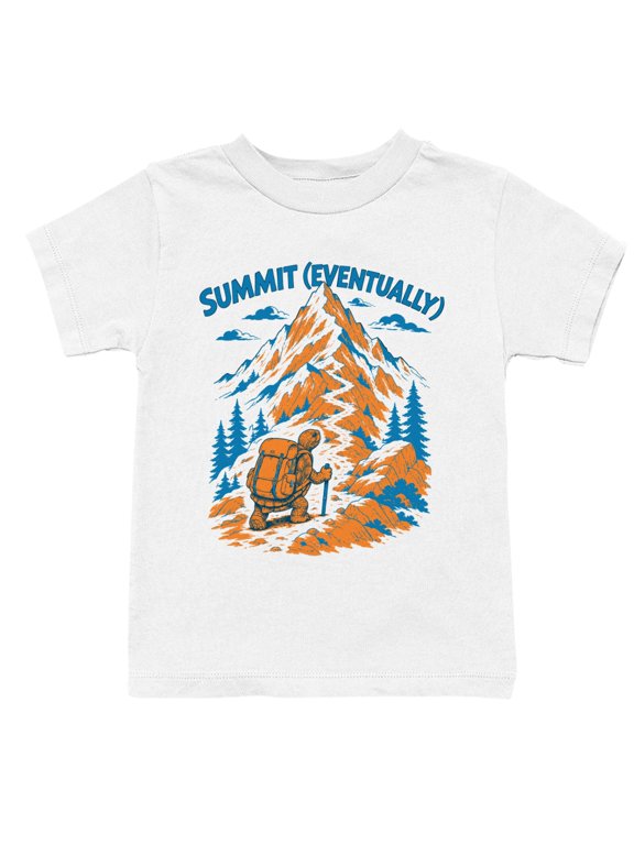 Youth's - Summit Eventually Hiking Turtle Mountain T-Shirt White, Cotton, M
