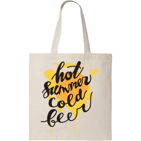 Smartprints "hot Summer. Cold Beer" Tote Bag - Image by Shutterstock, One Size Cotton Canvas Tote Bag