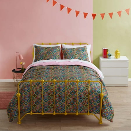 Smarts & Crafts 3-Piece Wonderland Knit Multicolor Microfiber Reversible Comforter Set, Full/Queen