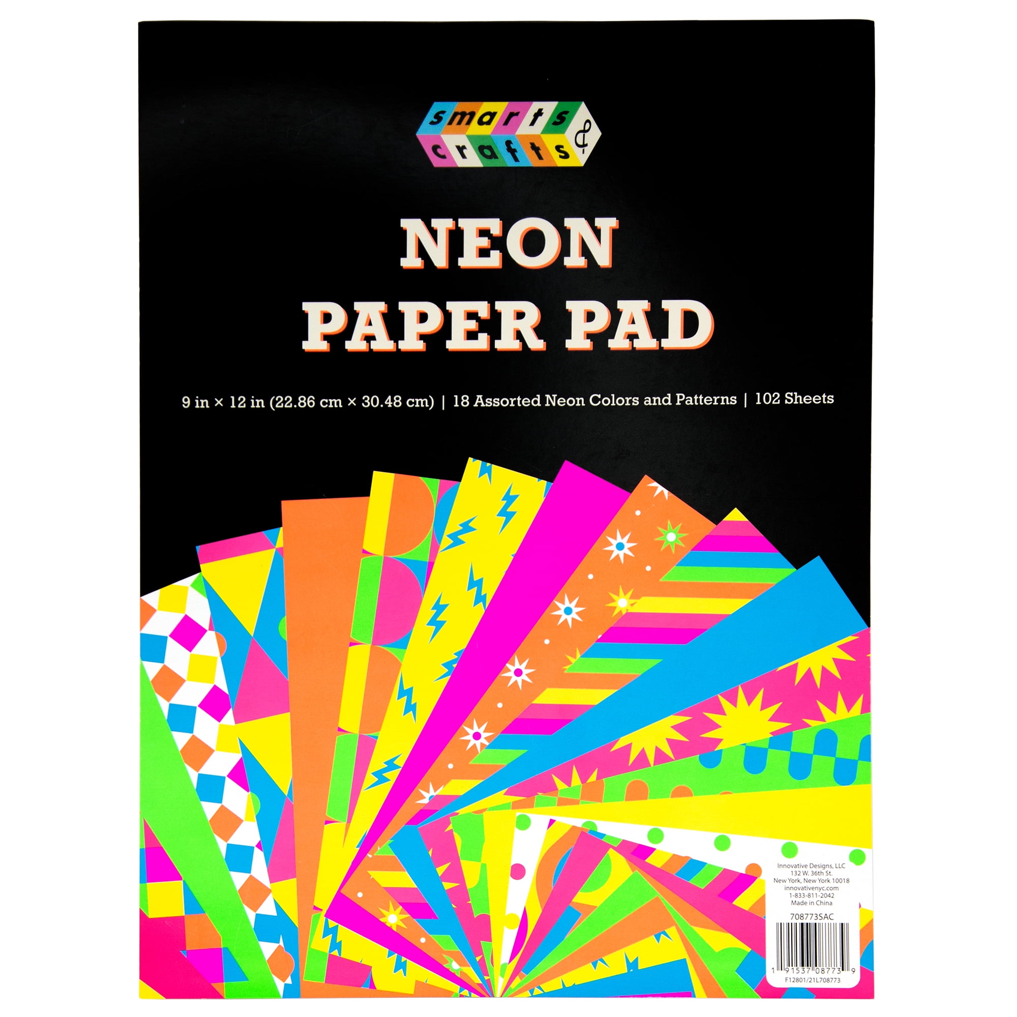 GRAFIX NEON ART PAPER PAD ASSORTED COLORS 30 SHEETS