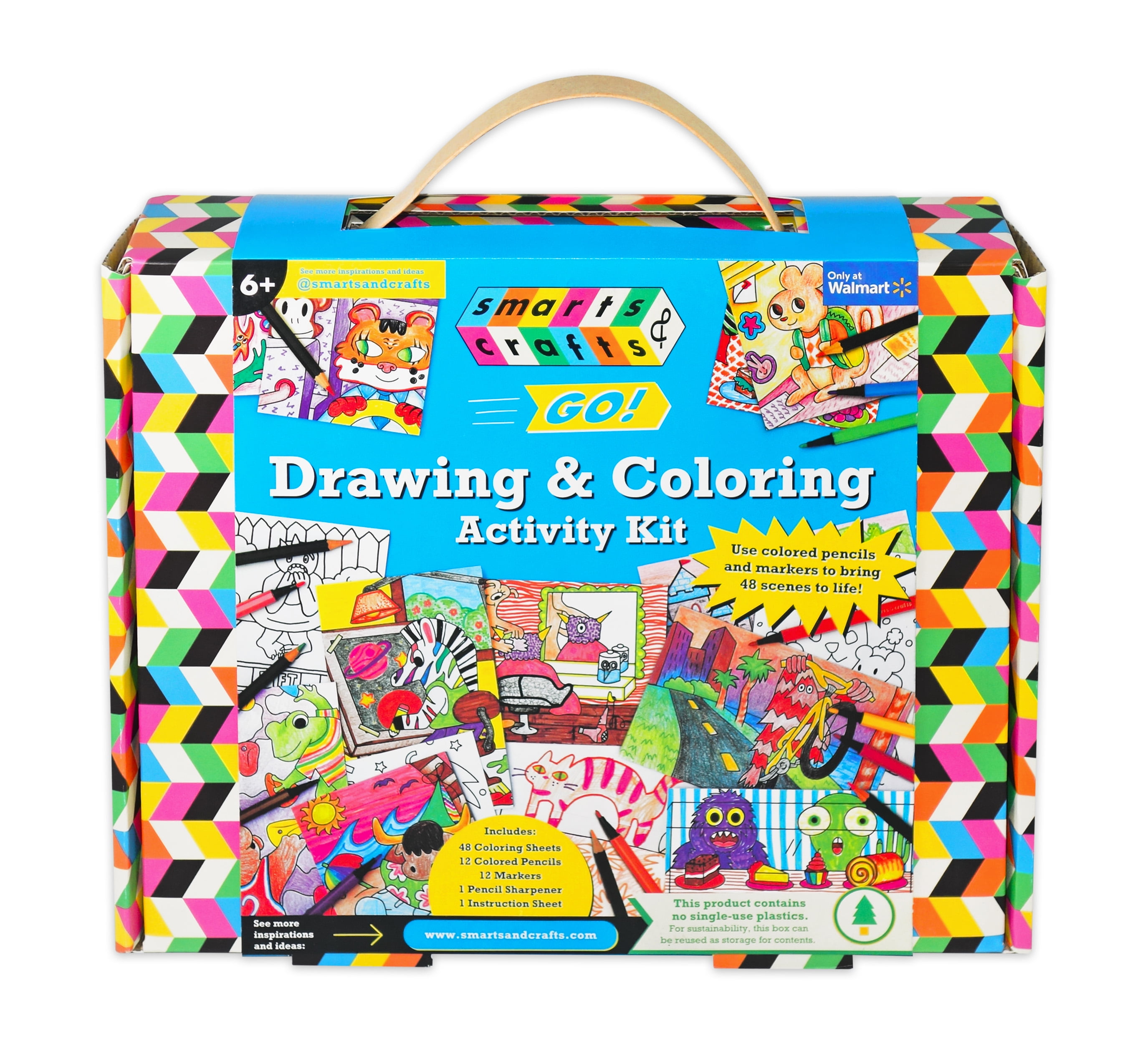 Smarts & Crafts Go: Coloring and Drawing Kit, 74 Pieces, for Boys, Girls  ages 6+ 