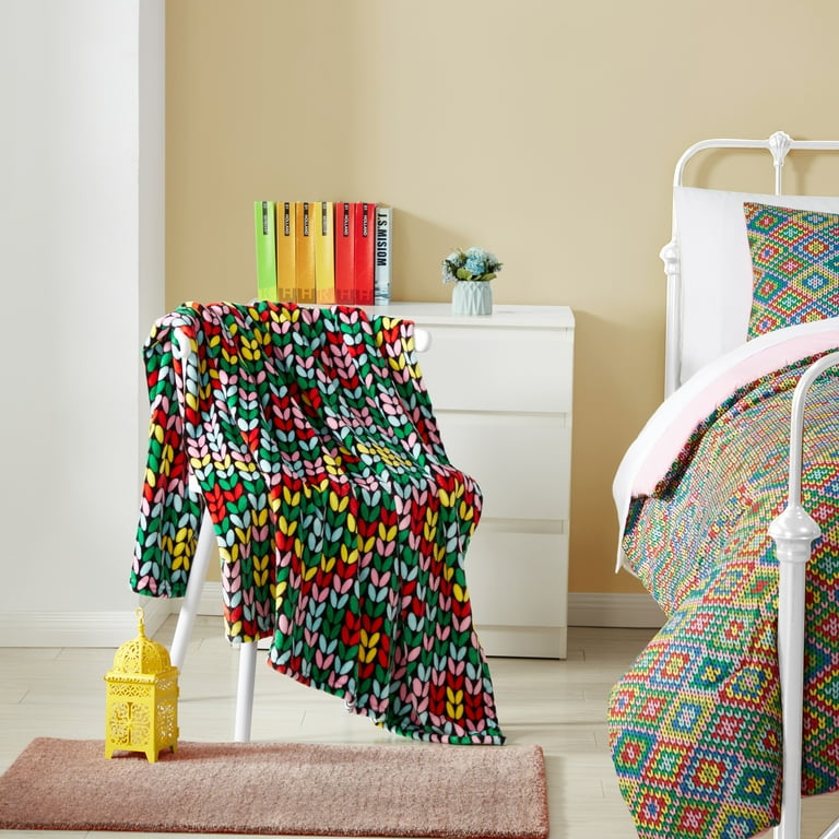Smarts Crafts Home Kids Technicolor Diamond Plush Decorative Throw Blanket 50