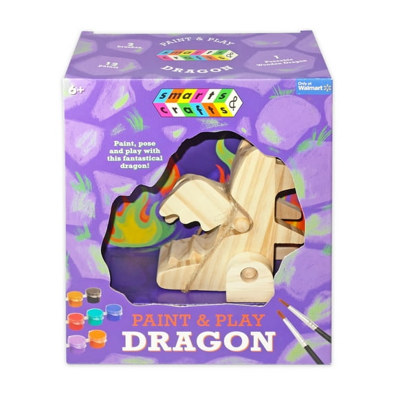 Smarts & Crafts Paint & Play Dragon, 15 Pieces, for Children Ages 6+