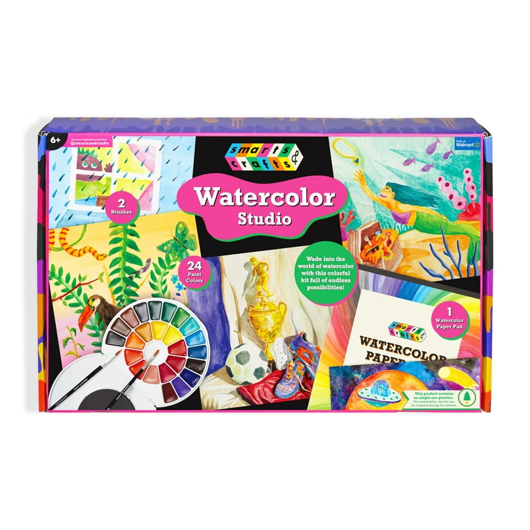 Smarts & Crafts Watercolor Studio Kit, Multicolor, 28 Pieces, for Boys,  Girls, Teens, Adults