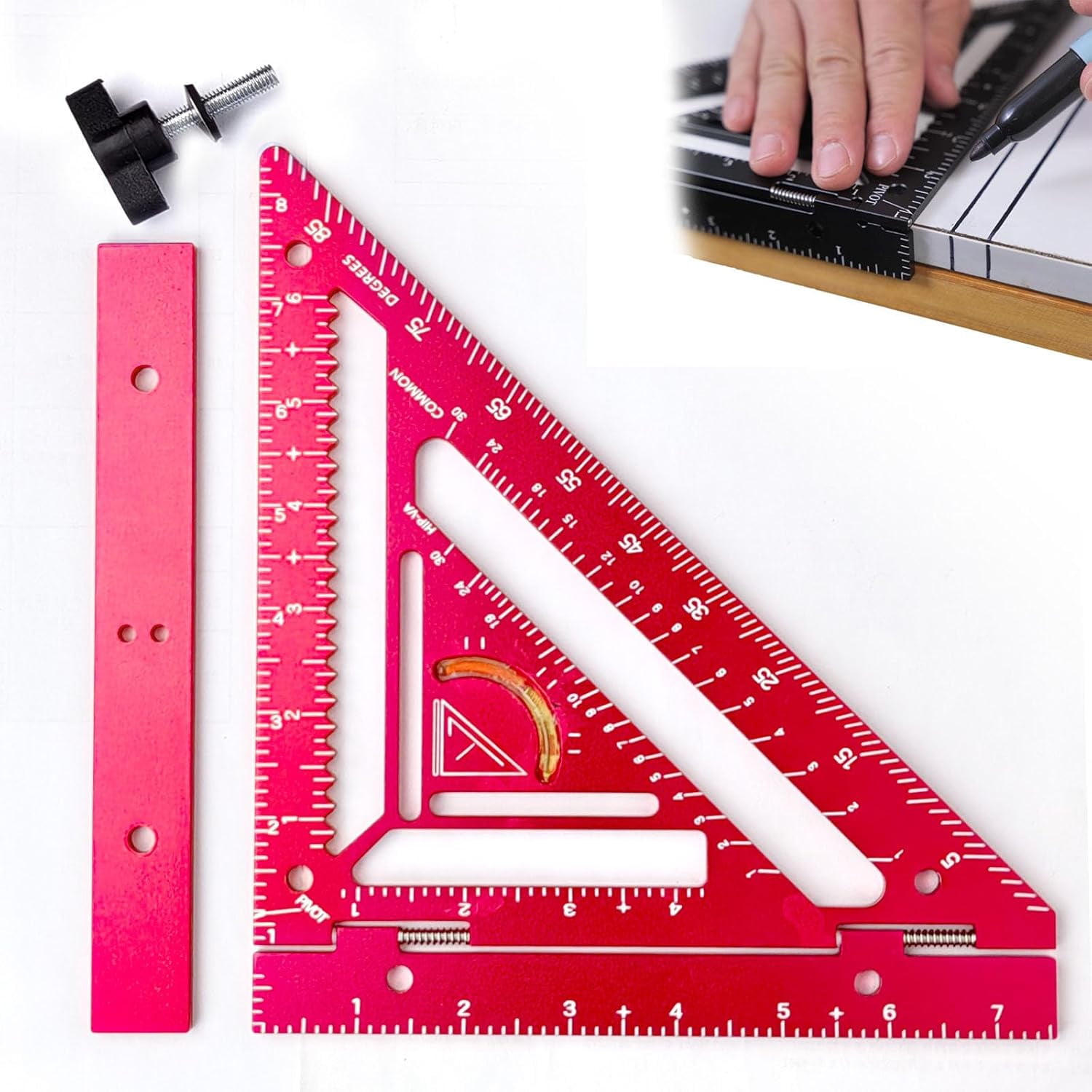 Smarts Square Tool, 8.5 Inch Adjustable Carpenter Rafter Square Tool ...