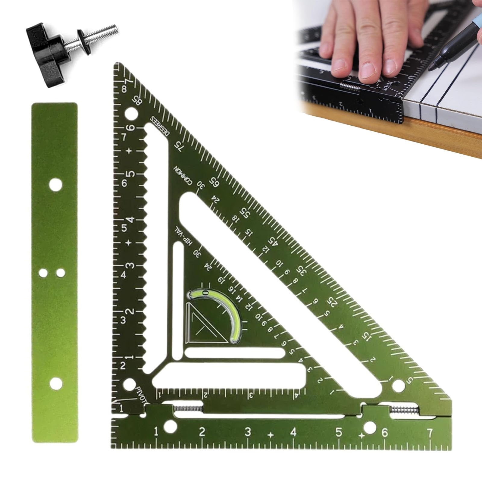 Smarts Squares, 8.5-in Adjustable Woodworking Rafter Square with Level