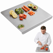 Smartsaker Antimicrobial Stainless Steel Cutting Board for Kitchen Countertop, Large Food Prep Chopping Board with Non-slip Lip, Heavy Duty Metal Cutting Board for Meat, Veggies