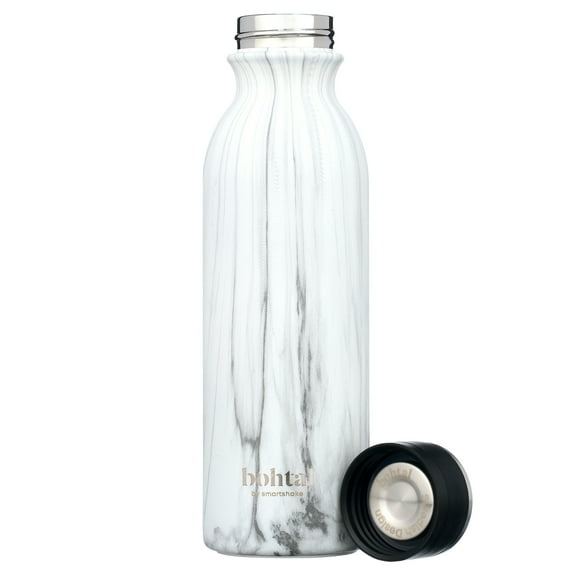 Smartshake Bohtal 20oz Insulated Flask with Durable Double Wall Stainless Steel, White Marble