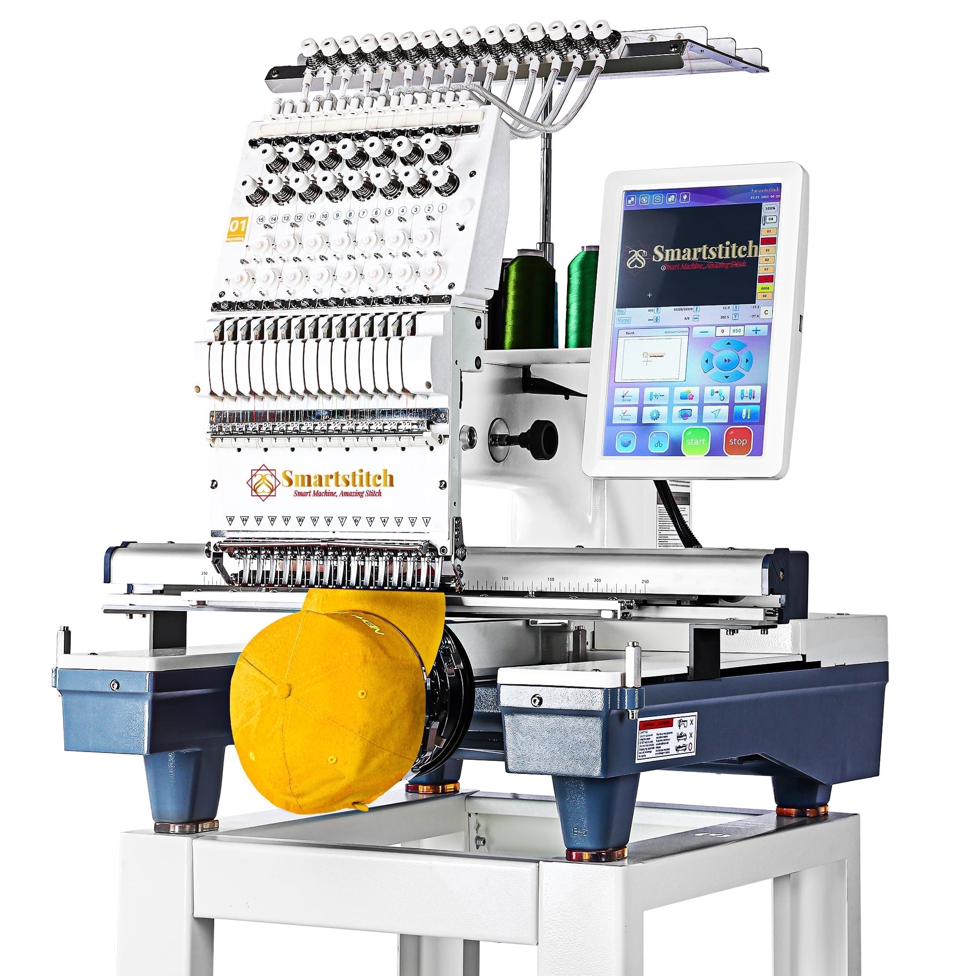 Smartstitch S-1501 Commercial Embroidery Machine with 15 Needles, 1200SPM Max Speed, 12" Touch Screen, Wifi Available, 14"x20" Embroidery Area, Capable of Embroidering on Flat, Hat, T-Shirt and More