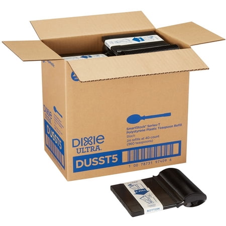 Smartstock Spoon - 960/carton - Teaspoon - 40 X Teaspoon - Disposable - Polystyrene - Black