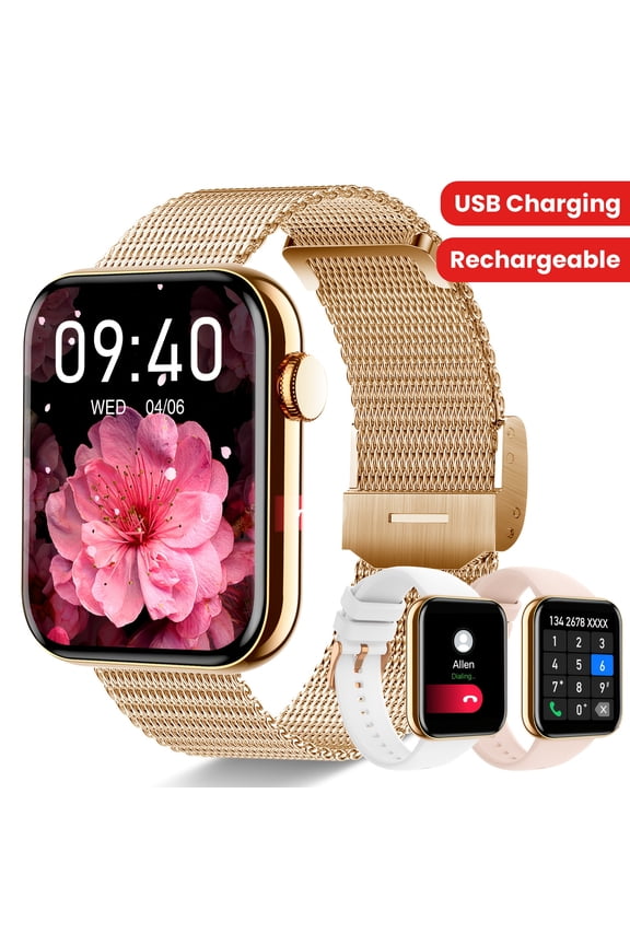 Smartwatch With 1.85" Full Touch Screen Text & Call Functions 100+ Sports Modes Pedometer Calorie Calculator Weather Forecast Compatible With Android & IOS Perfect for Holiday Gifts