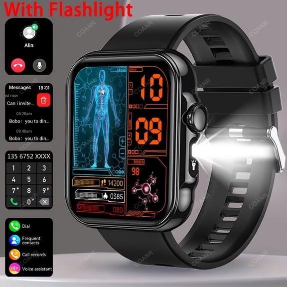 Smartwatch, 2.01" HD Display, High Quality, Wireless Call & Info Sync, 100+ Sports Modes, Pedometer, Step Distance Calorie Tracking, Switchable Watch Faces, iOS Android Compatible