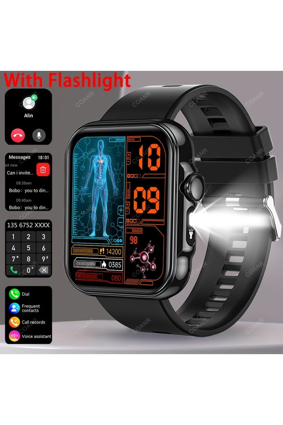 Smartwatch, 2.01" HD Display, High Quality, Wireless Call & Info Sync, 100+ Sports Modes, Pedometer, Step Distance Calorie Tracking, Switchable Watch Faces, iOS Android Compatible