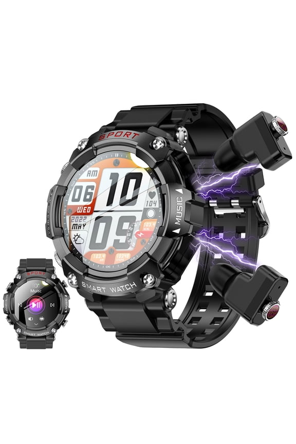 Smartwatch with Earbuds, 1.52" HD Screen Fitness Watch, Take/Dial Calls, 2-in-1 Smartwatch with TWS Headset, Waterproof Sports Fitness Tracker, Long Standby Time