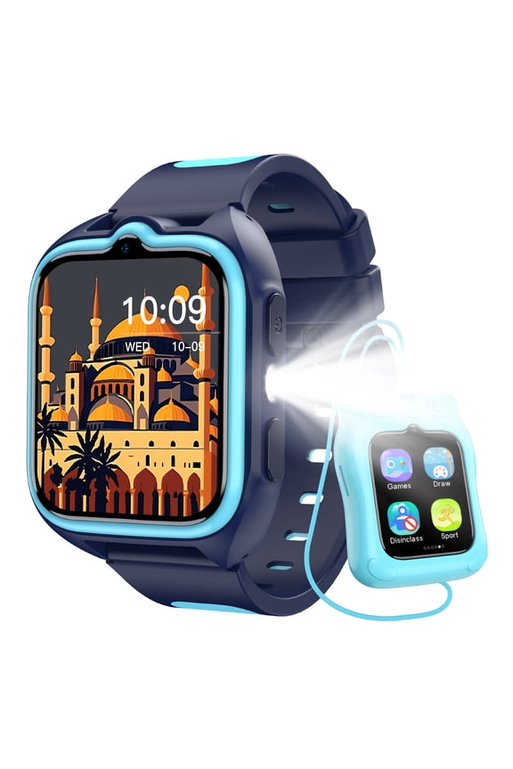 Kids Smart Watch, 1.75" Touch Screen, 32 Games, Camera, Music Player, Pedometer, Habit Tracker, IP68 Waterproof, No App Needed, Blue
