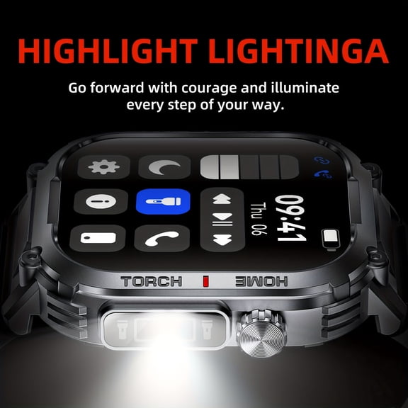 Smartwatch for Men with 2.02" TFT Screen, Answer/Make Calls, Fitness Tracker, Waterproof, Sleep Monitor, Pedometer, LED Flashlight for iOS Android - Gift for Fathers Boyfriends Husband