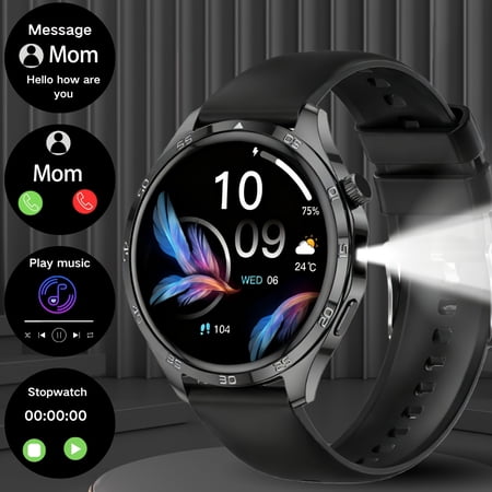 Smartwatch for Men in a Business Style, Equipped with an Integrated LED Light, New Model for 2026, Offering Call Notifications, Message Alerts, And Weather Features