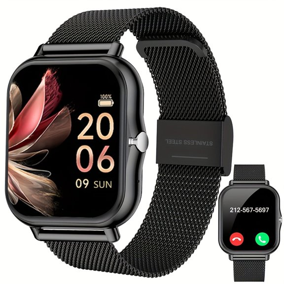 Smartwatch for Men and Women with Stainless Steel Mesh Band, Multiple Sports Modes, Compatible with iPhone and Android Systems, the Perfect Gift Choice